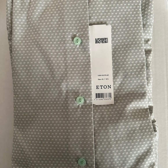 NWT ETON men’s button up dress shirt green 42 16.5 neck formal event office - Picture 7 of 12